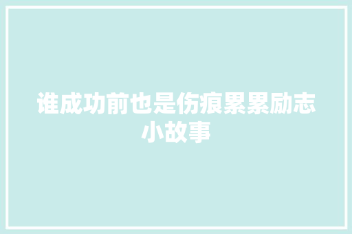 谁成功前也是伤痕累累励志小故事