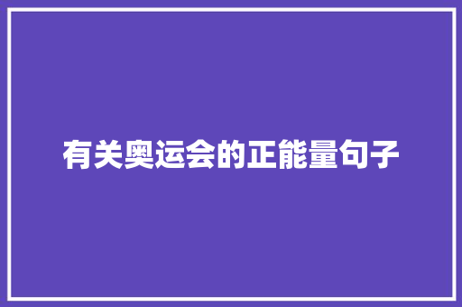 有关奥运会的正能量句子