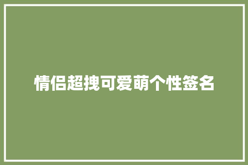 情侣超拽可爱萌个性签名