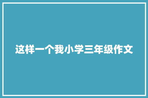 这样一个我小学三年级作文