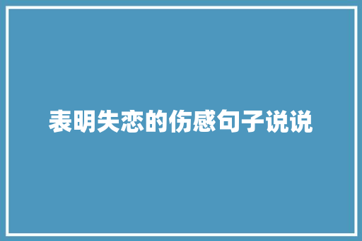 表明失恋的伤感句子说说