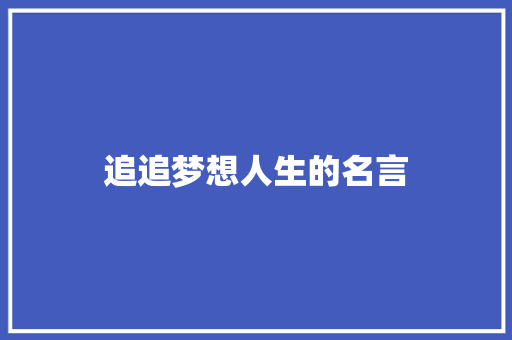 追追梦想人生的名言