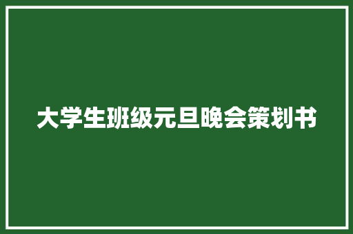 大学生班级元旦晚会策划书