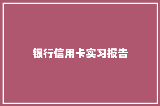 银行信用卡实习报告