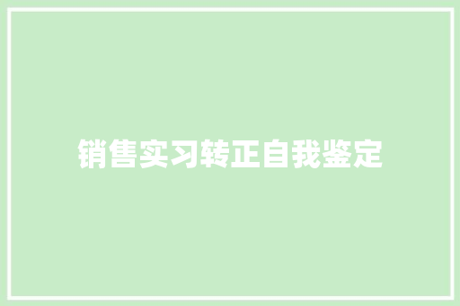 销售实习转正自我鉴定