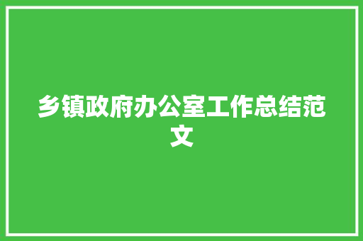 乡镇政府办公室工作总结范文