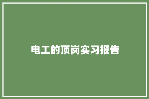 电工的顶岗实习报告