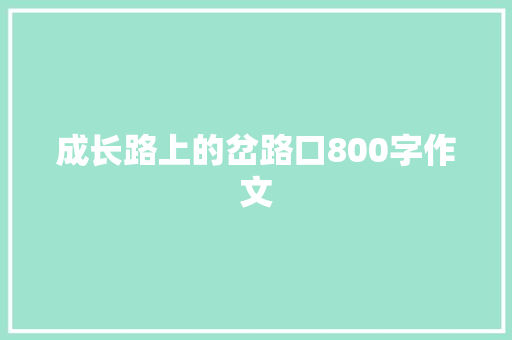 成长路上的岔路口800字作文