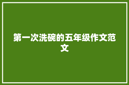 第一次洗碗的五年级作文范文