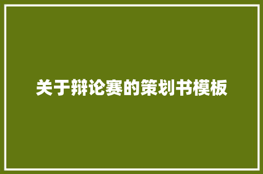 关于辩论赛的策划书模板