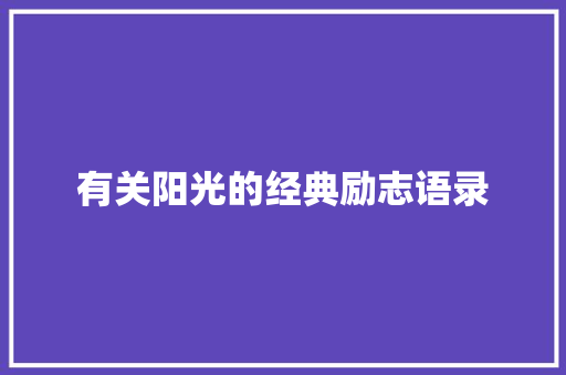 有关阳光的经典励志语录