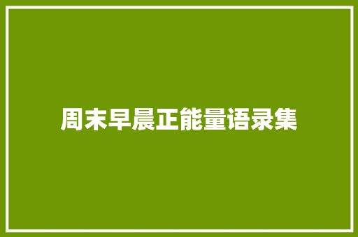 周末早晨正能量语录集