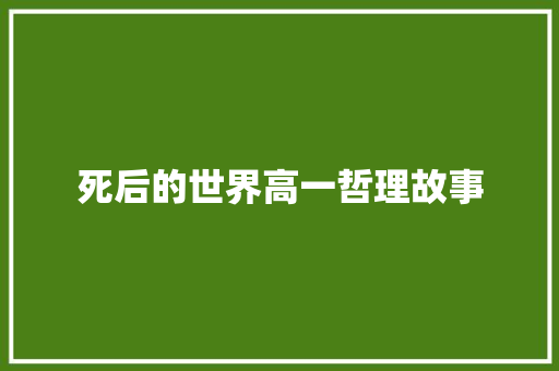 死后的世界高一哲理故事