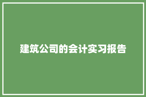 建筑公司的会计实习报告