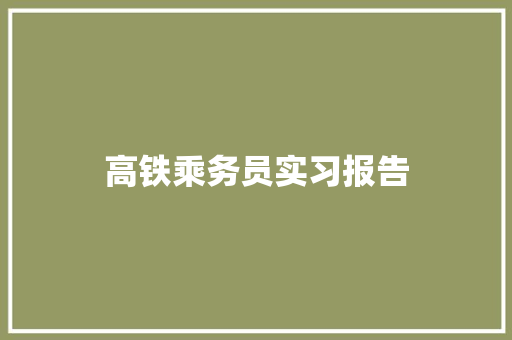 高铁乘务员实习报告