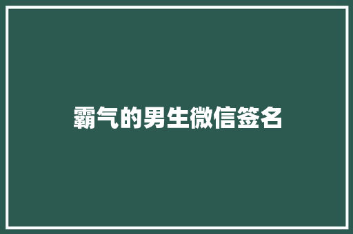 霸气的男生微信签名