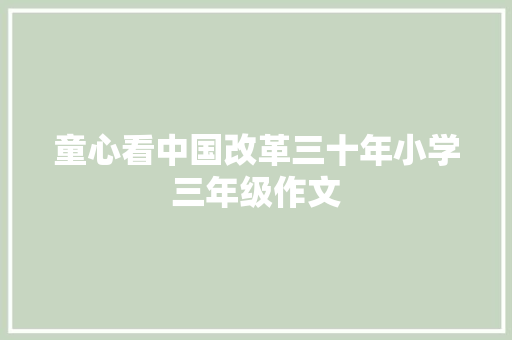 童心看中国改革三十年小学三年级作文