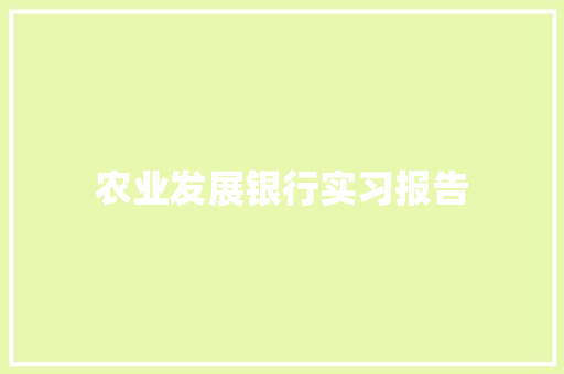 农业发展银行实习报告