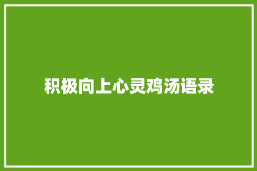 积极向上心灵鸡汤语录