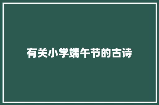 有关小学端午节的古诗