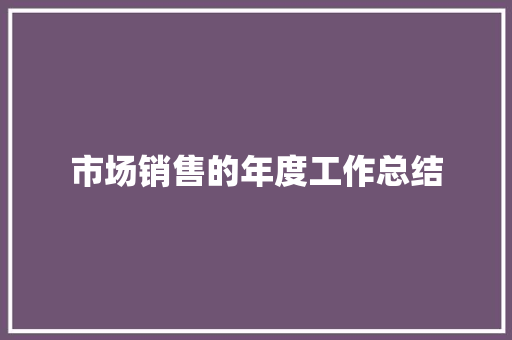 市场销售的年度工作总结