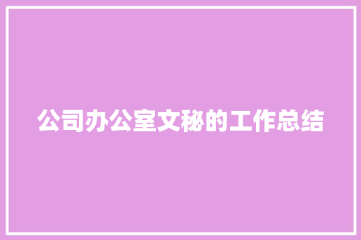 公司办公室文秘的工作总结