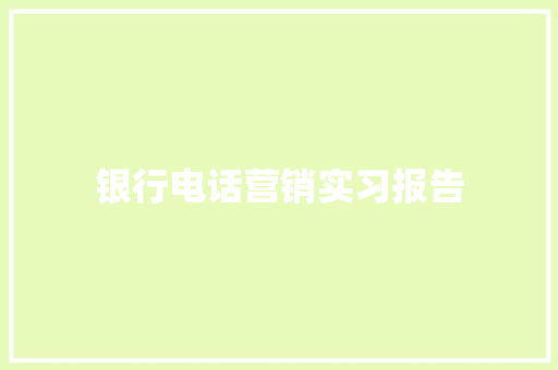 银行电话营销实习报告