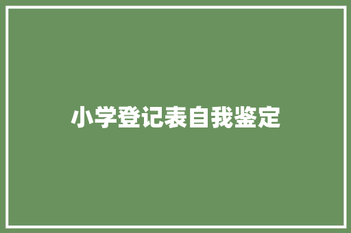 小学登记表自我鉴定