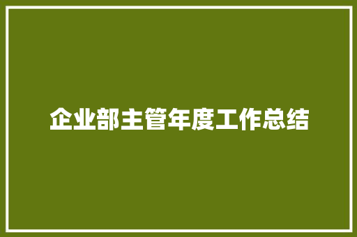 企业部主管年度工作总结