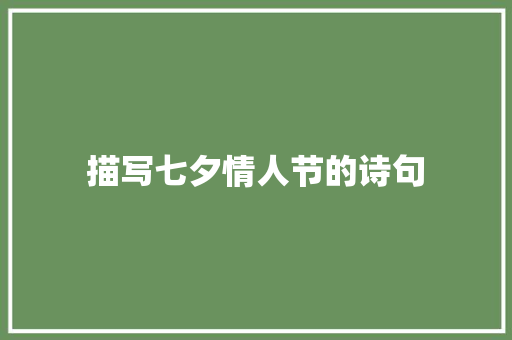 描写七夕情人节的诗句