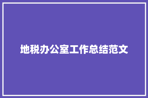 地税办公室工作总结范文