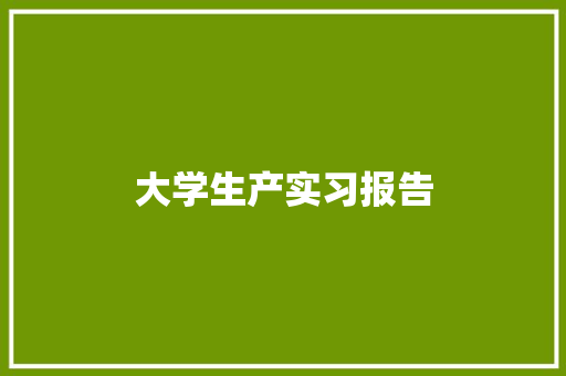 大学生产实习报告