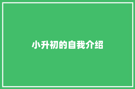 小升初的自我介绍 申请书范文