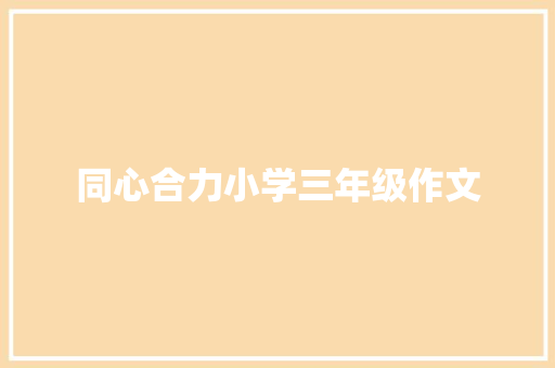 同心合力小学三年级作文