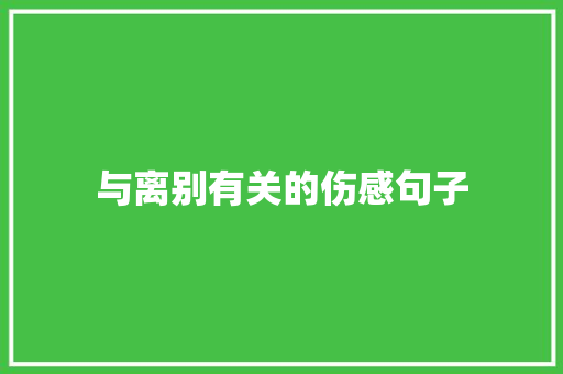 与离别有关的伤感句子