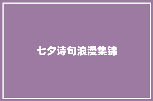 七夕诗句浪漫集锦