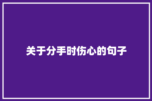 关于分手时伤心的句子