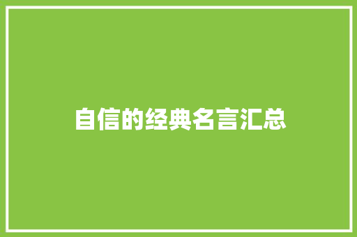 自信的经典名言汇总