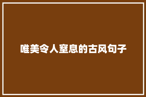 唯美令人窒息的古风句子