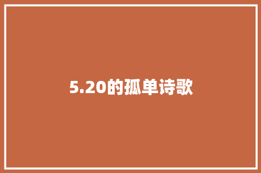 5.20的孤单诗歌