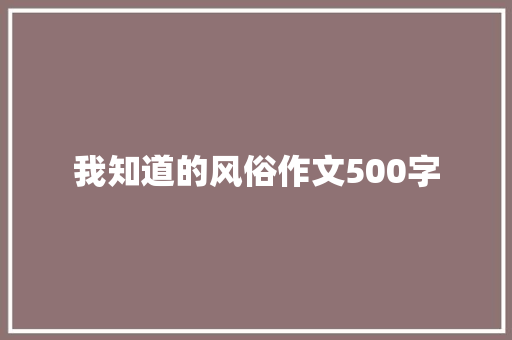 我知道的风俗作文500字