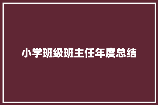 小学班级班主任年度总结