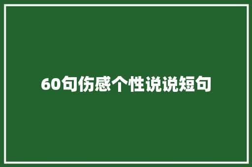 60句伤感个性说说短句