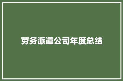 劳务派遣公司年度总结