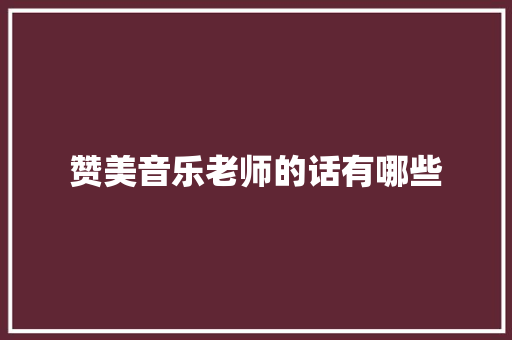 赞美音乐老师的话有哪些