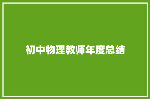 初中物理教师年度总结