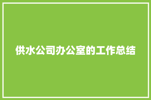 供水公司办公室的工作总结