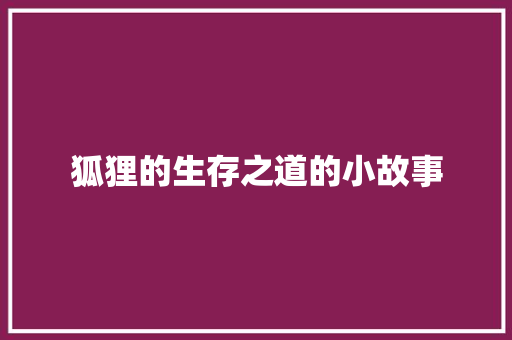 狐狸的生存之道的小故事