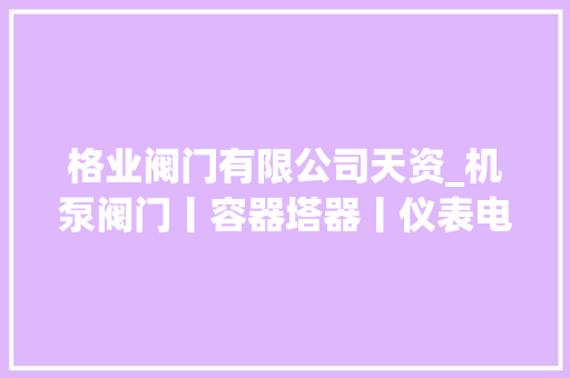 格业阀门有限公司天资_机泵阀门丨容器塔器丨仪表电气丨管道板材丨环保节能丨1000参会