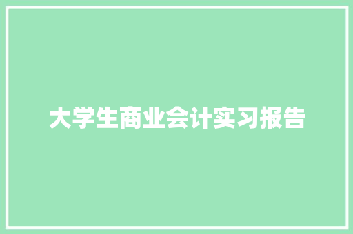 大学生商业会计实习报告